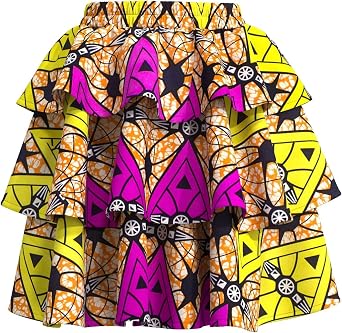 Women African Print Skirt Traditional Ankara Wax Kente Short Skirts