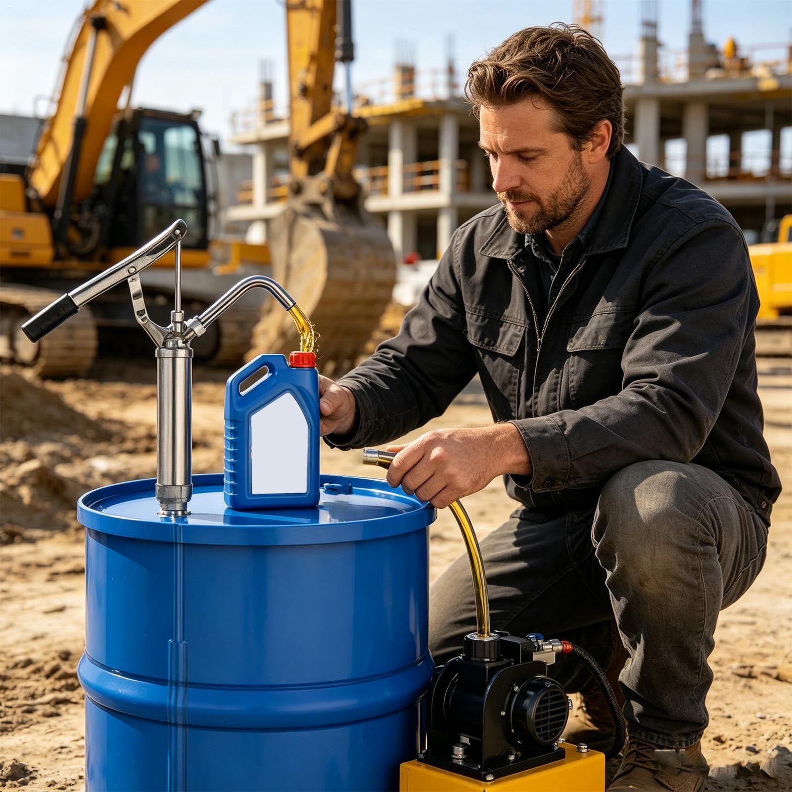 Bomba de transferencia para aceite con tubo de succión telescópico | Bomba de tambor manual para vehículos de motor, ATV, autocaravana, autocaravana, camioneta, camioneta, turismo,