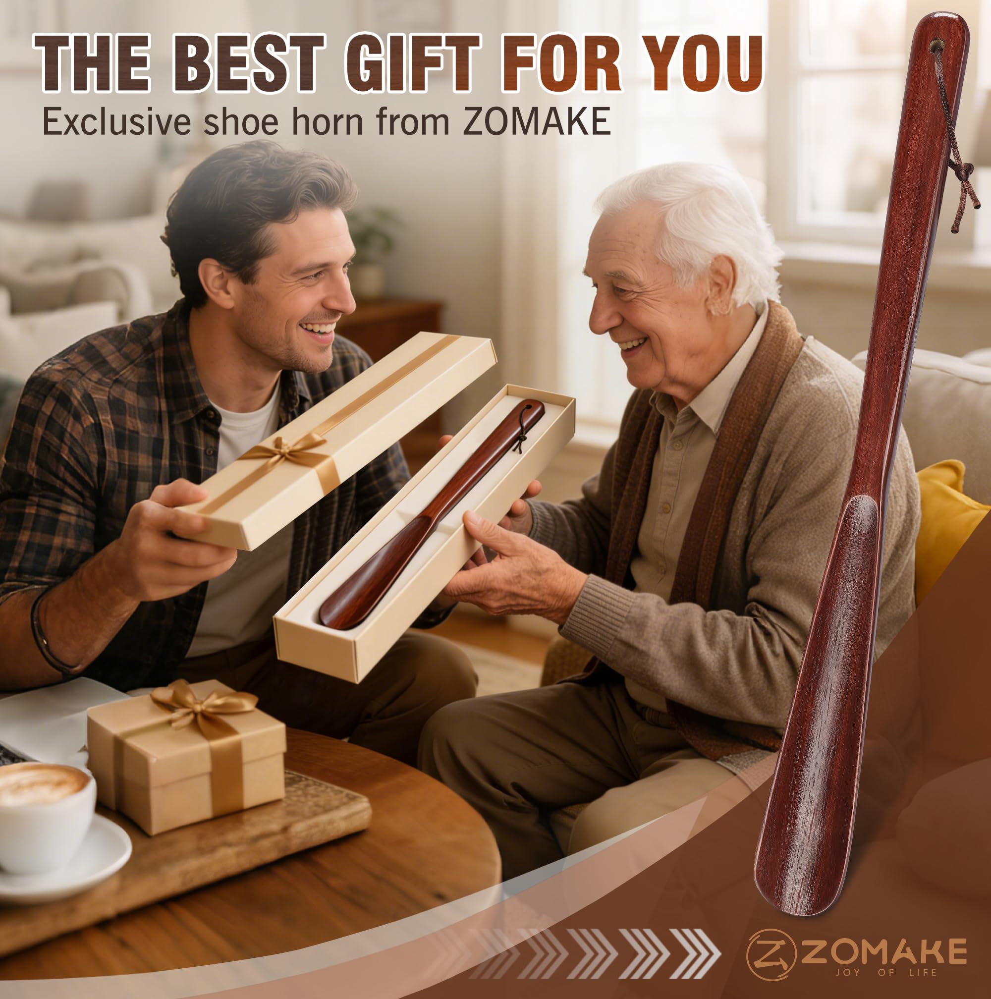ZOMAKE Calzador de Zapatos Madera,Calzadores de Madera 38 cm 40 cm 70 cm Calzador Mango Largo para Mujer Ancianos Niños Hombre,Calzadores Zapatos Estable