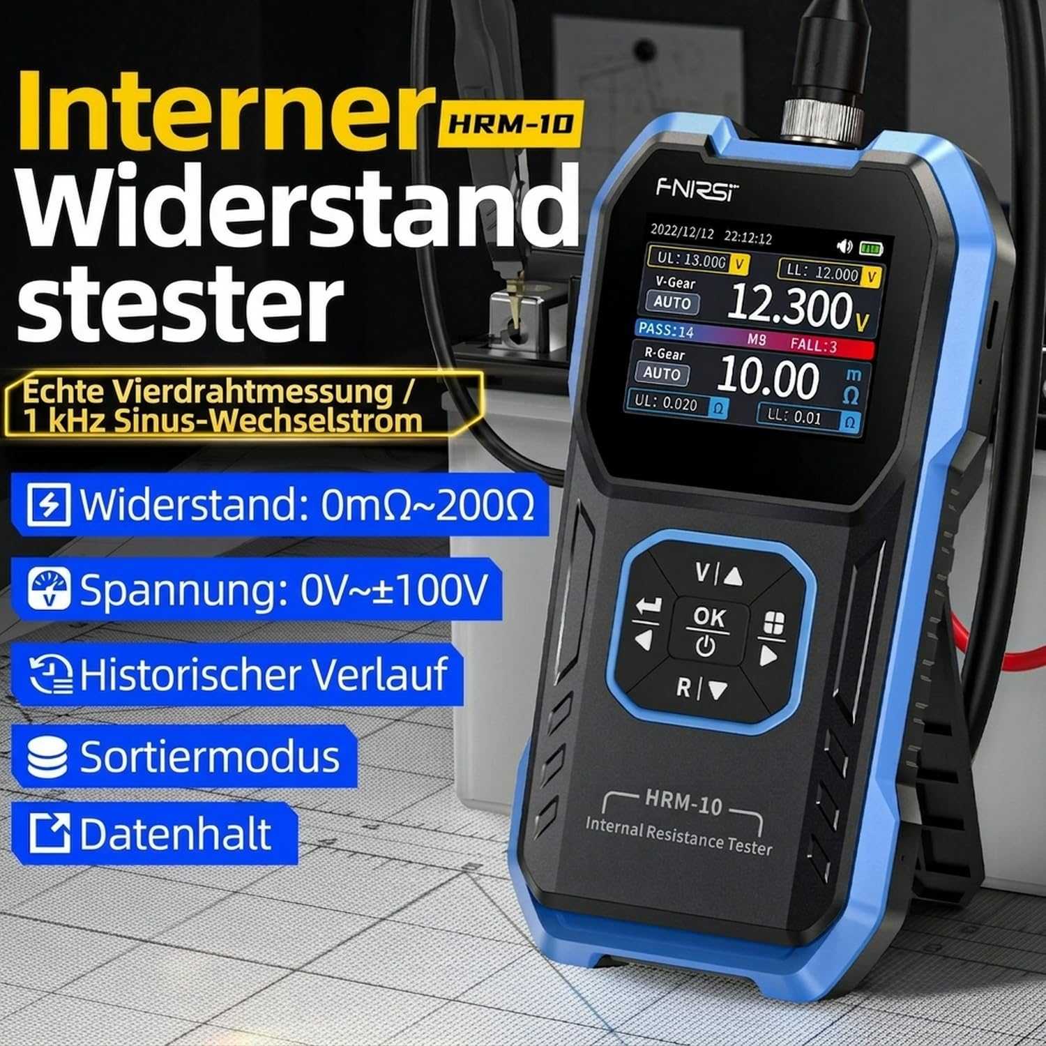 Innenwiderstand Messgerät 100V 200Ω Digitaler Batterietester HRM-10 für Li/Lab/Zine/Bcb Batterie