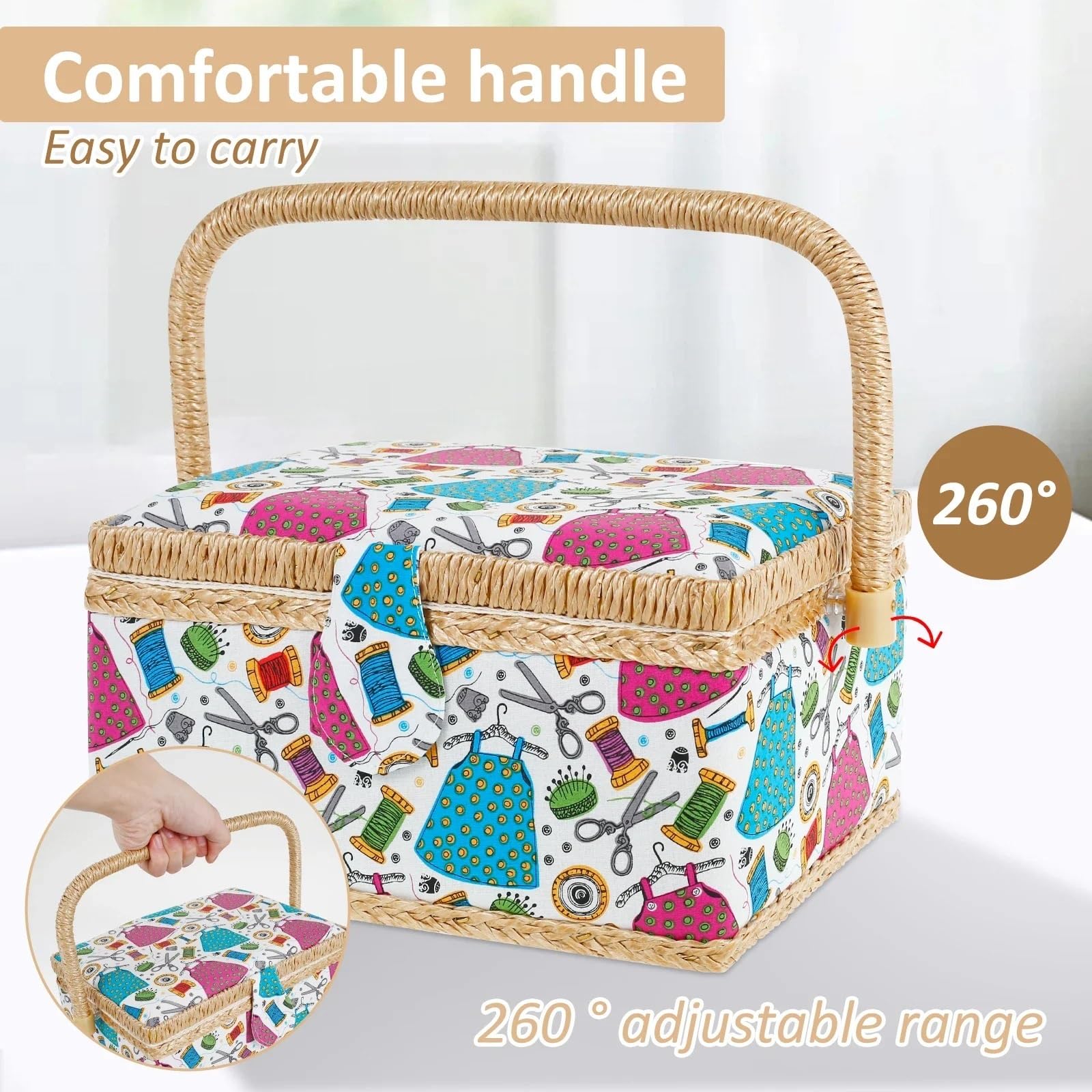 Panier À Couture Avec Plateau Amovible, Pratique