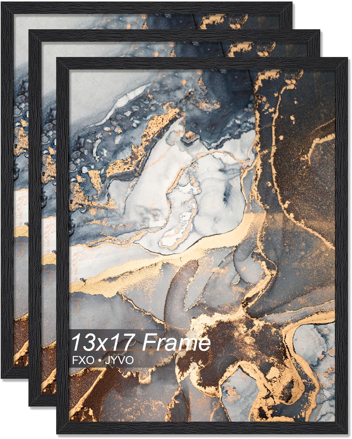 Fxojyvo Engineered Wood 13x17 Picture Frame Set of 3, Black Frame for 13 x 17 Inch Picture Poster Photo, Light Weight 13 by 17 Frame with Wood-grain for Wall - 3 Pack/Black/13 x17 โ image 1