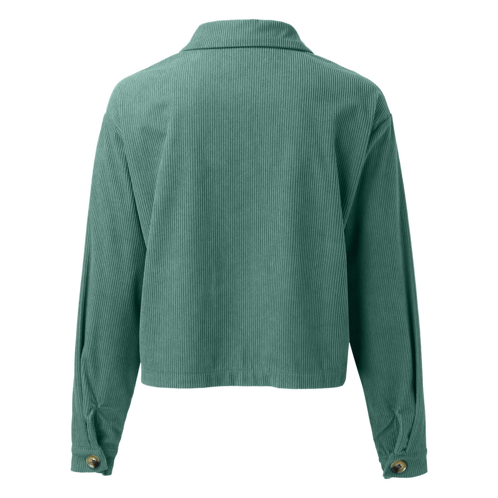 WWricotta Blusa informal de color sólido engrosada con cuello levantado para mujer con bolsillos dobles y cierre de botón, ideal para otoño e invierno
