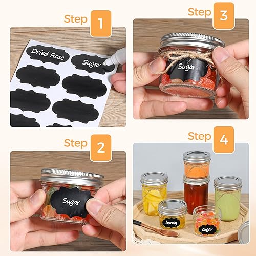 Miniatura 5 de ComSaf Mini tarros Mason de 4 onzas, paquete de 24, tarro pequeño de vidrio para especias, mermelada, miel