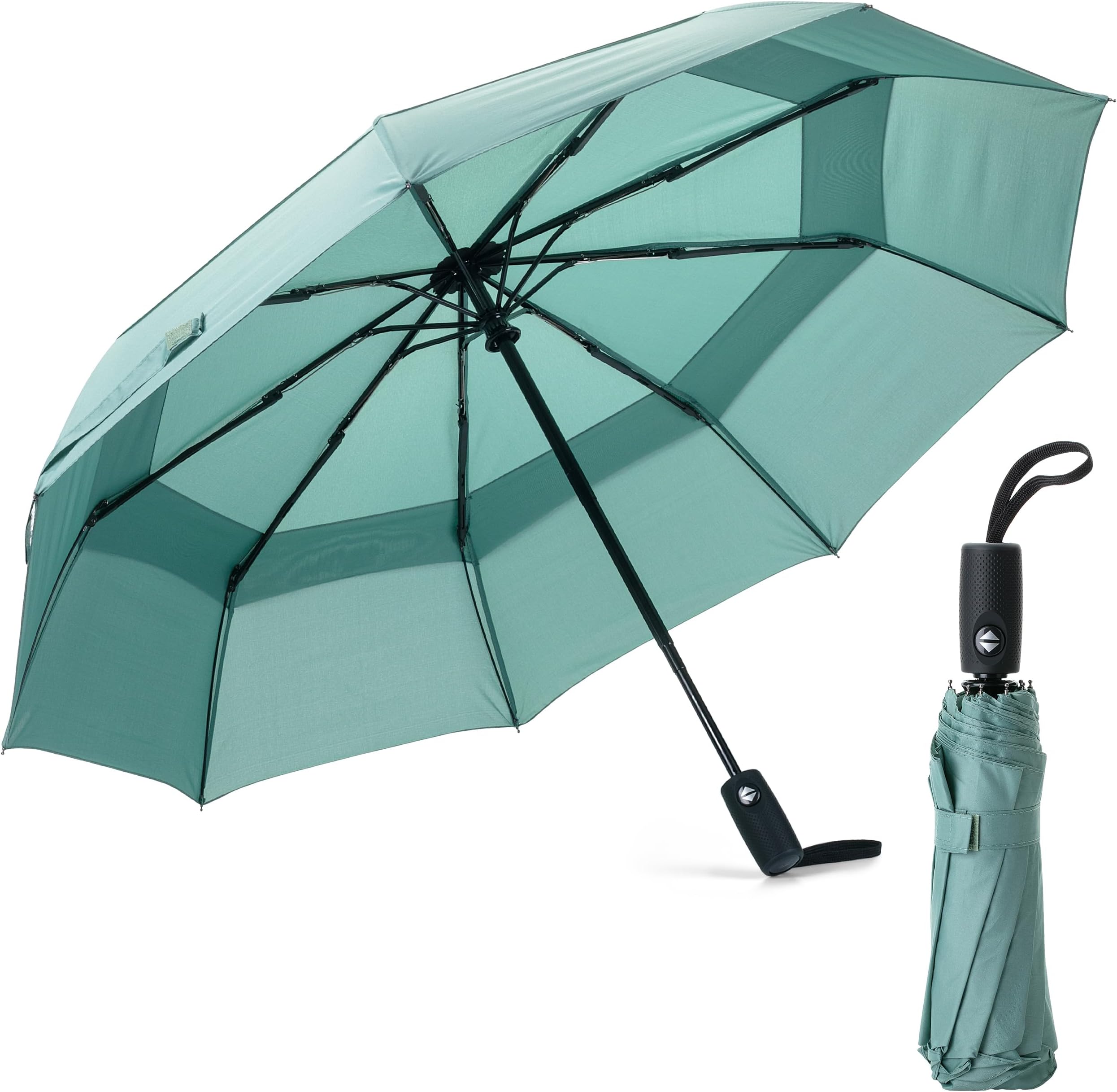 Windproof Travel Umbrella, Small Water-Resistant Automatic Folding Umbrella for Rain and Sun, Light, Compact and Portable for Women & Men, Fits Car & Backpack