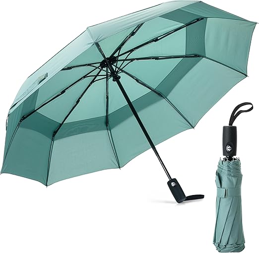 Mr. Pen Automatic Travel Umbrella - Green, Compact, Windproof for Rain