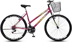 Colli, Bicicleta Cazelle Allegra City, Aro Comum 26, 18 Marchas, Freios V-Break, Com Cestão, Rosa