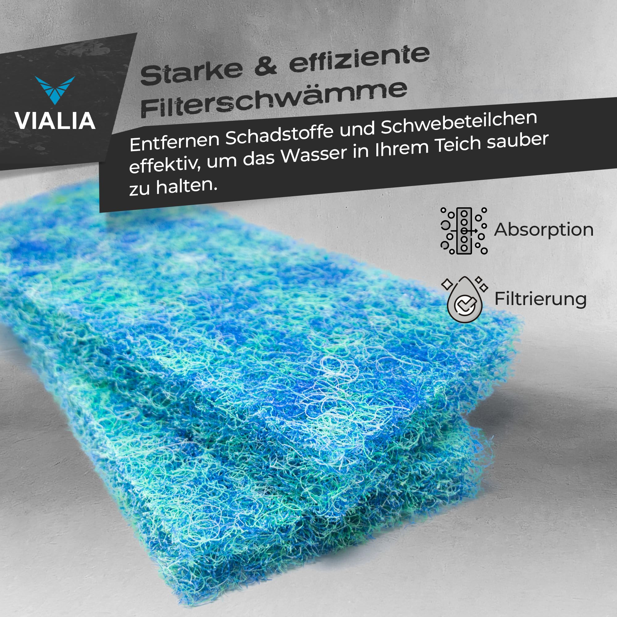 Japanmatten 3er Set in blau, Ersatzteil für CBF-350 Kammerfilter, Biomatte zur groben Filterung, 43x22x3,5 cm, hohe Wasserdurchlaufmenge, einfache Reinigung