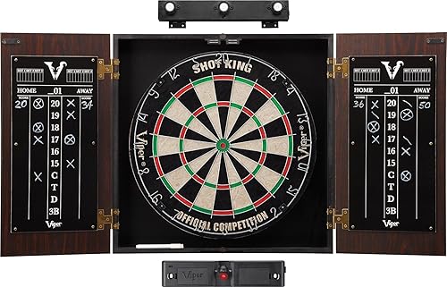 Tablero de dardos Viper Stadium con gabinete para dardos de punta de acero de sisal y cerdas