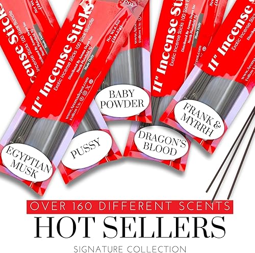 Miniatura 8 de Aroma Depot Backyard Varitas de incienso de 11 pulgadas, juego variado de 500 unidades, 11 pulgadas, 5 paquetes de 100 varillas por aroma. El juego