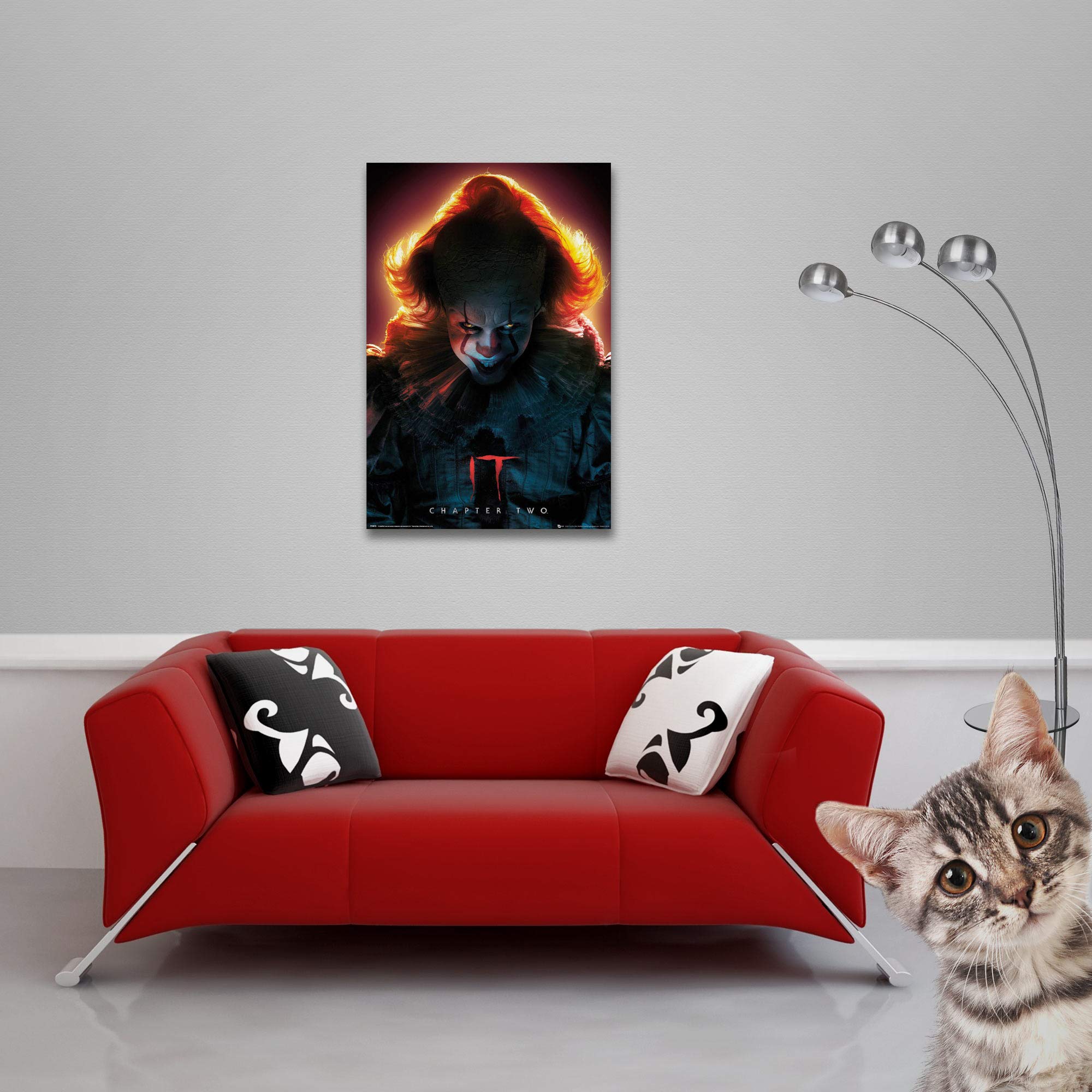 Shirtzshop - Poster cinematografico "Stephen King's - ES - 2", 61 x 91,5 cm + cornice intercambiabile, Shinsuke® Maxi plastica nera, disco acrilico