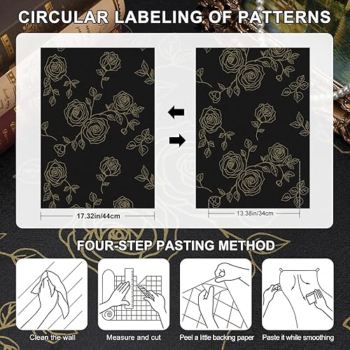 Miniatura 4 de Papel tapiz de flores para despegar y pegar, papel tapiz bohemio dorado y blanco, renovación de dormitorios, armarios, etc. Papel tapiz de contacto