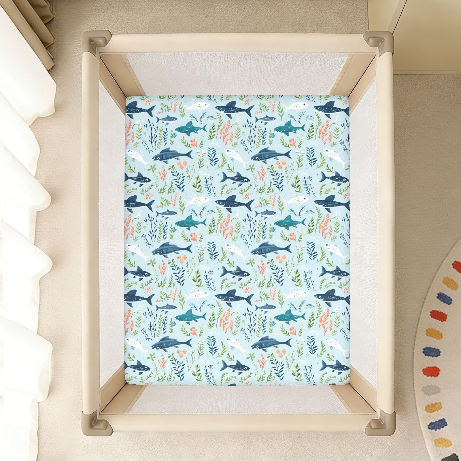 Spannbetttuch für Babybett, Motiv: Meeresalgen, für Jungen und Mädchen, weich, Standard-Matratze, 71,1 x 132,1 cm