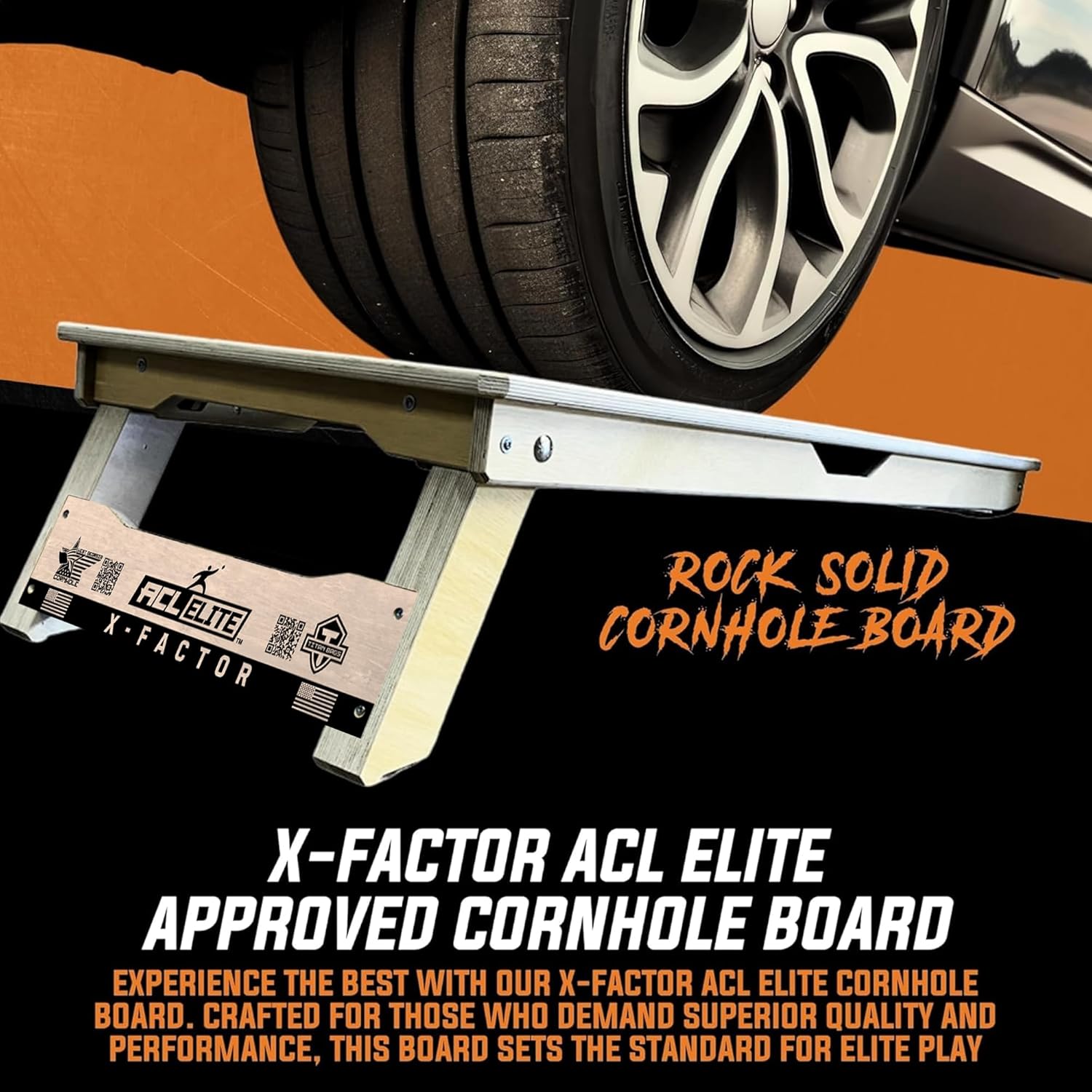 Titan Bags X Factor Cornhole Boards - ACL Elite Solid Wood Cornhole Board Set w/Patent Pending X Underside Bracing for Maximum Durability - Regulation Size for Professional & Outdoor Sports Game