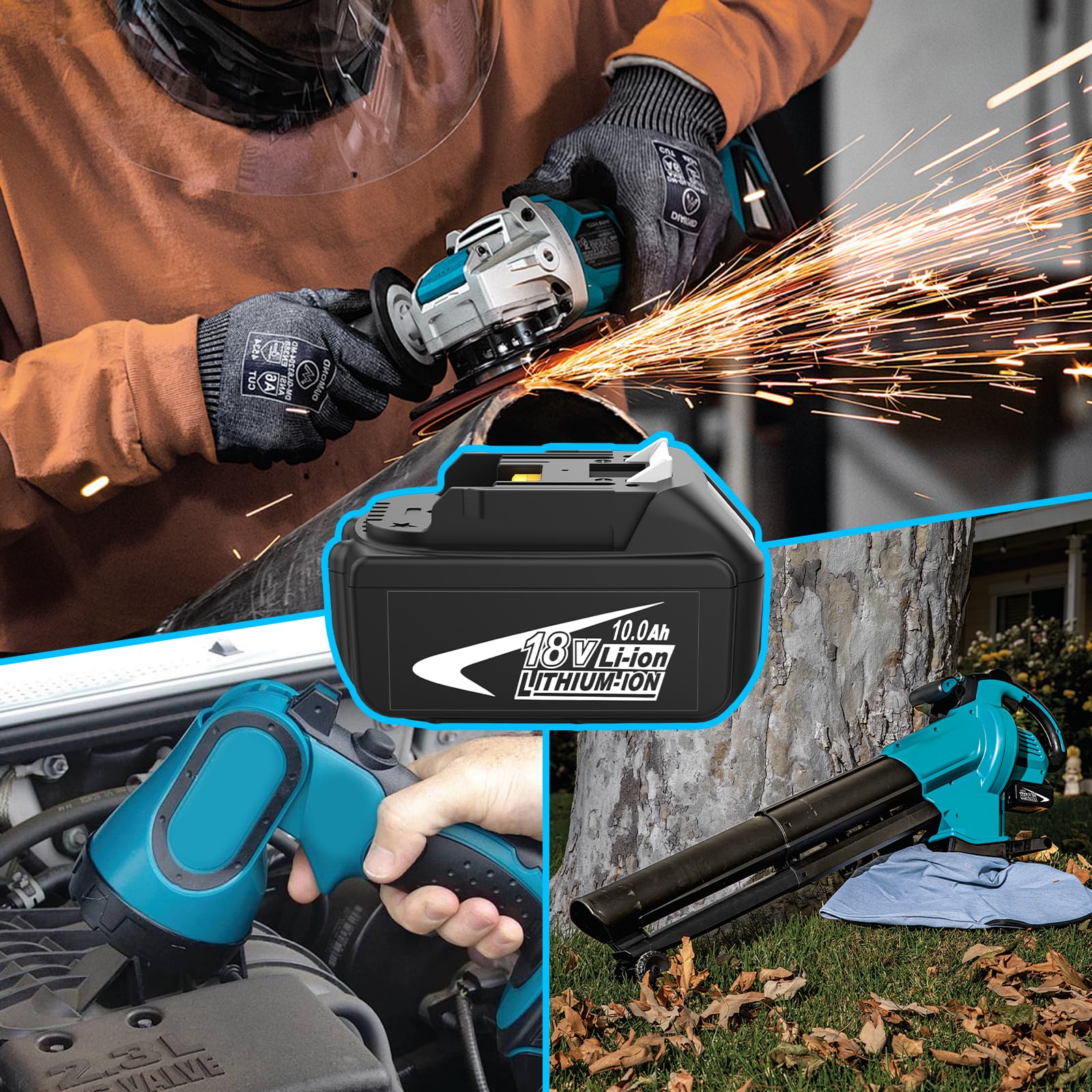 2 Pièces 10000mAh Rechange pour Makita Batterie 18V 10Ah Li-ION, Compatible avec BL1860B BL1850B BL1860 BL1850 BL1840 BL1830 LXT-400 Outils sans Fil Série, avec Indicateur LED de Charge