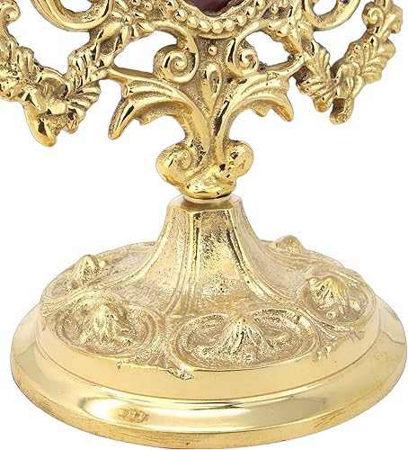Miniatura 7 de Needzo Monstrance de latón adornado, Relicario para la Sagrada Eucaristía, 5.75 x 9 pulgadas