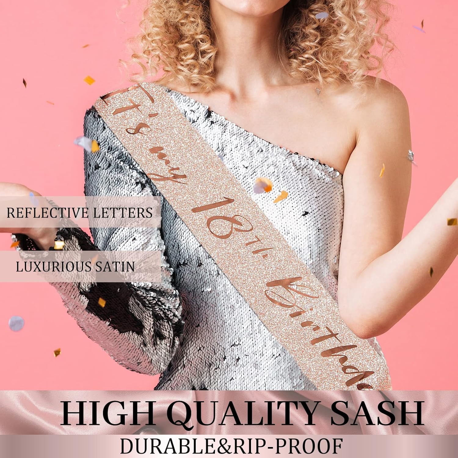 Trgowaul 18th Birthday Decorations for Girls, Rose Gold 18 Birthday Banner, Tablecloth, 18th Birthday Sash and Crown, 1PC 18th Cake Topper, Pink 18 Number Balloons Happy 18 Birthday Decorations Women