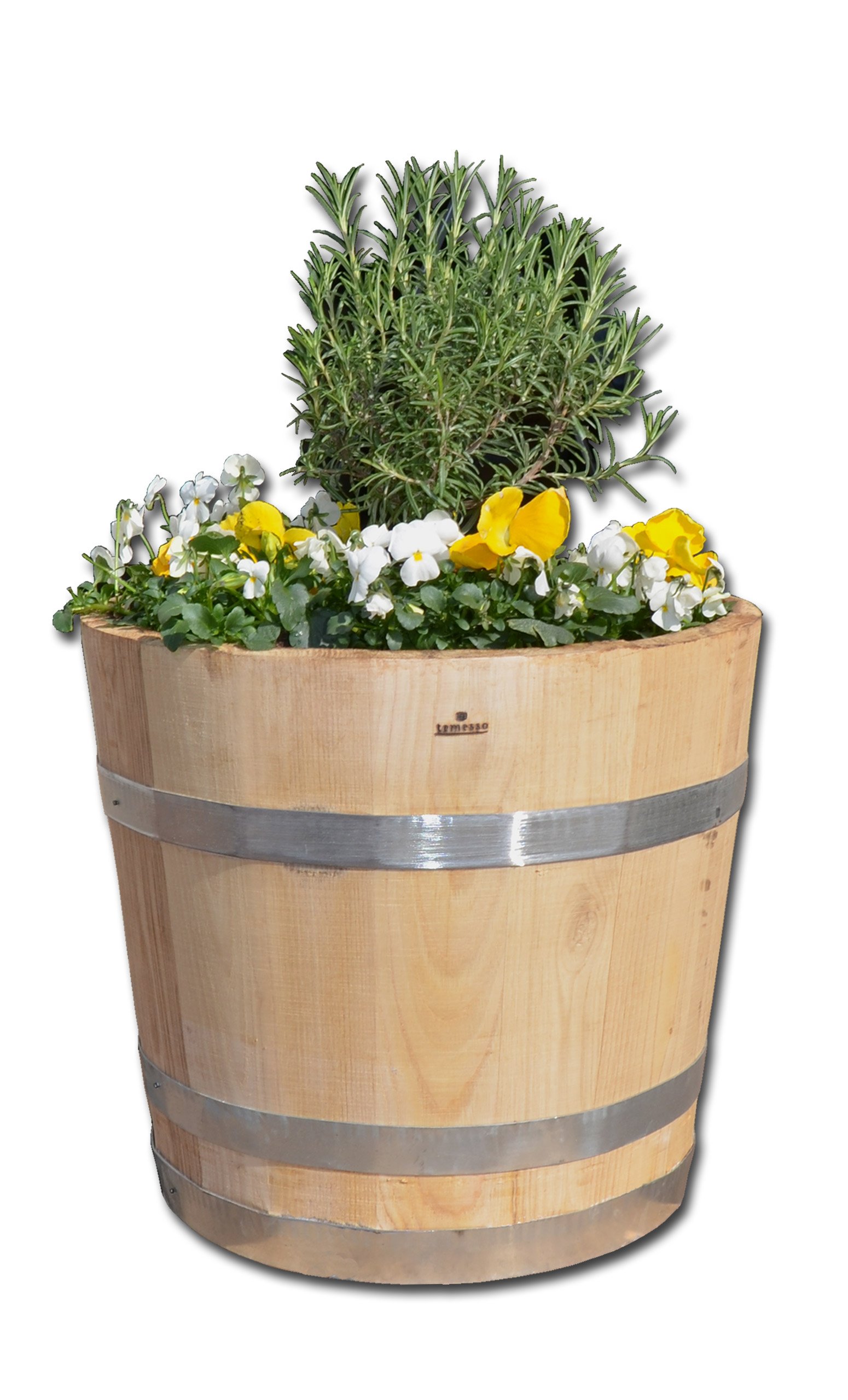 Temesso Blumentopf, Blumenkübel aus Kastanien-Holz - Fass, Holzfass Fass als Pflanzkübel - Bottich, Holzkübel (D40 H35 cm)