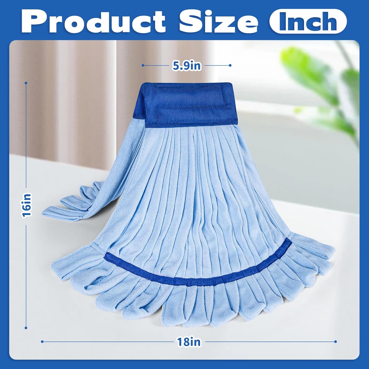 Large Microfiber Tube Mop Heads,Tube Wet Mop Refill (6 inch),Blue Heavy Duty Industrial Wet Mop Head Refill, Highly Absorbent,Commercial Mop Head Replacement,Machine Washable,Hardwood Floors(6)