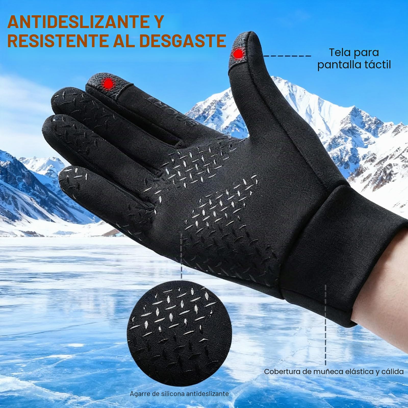 Guantes Calefactables USB Impermeables Cortavientos 3 Temperaturas 45°C-55°C para Esquí Bicicleta