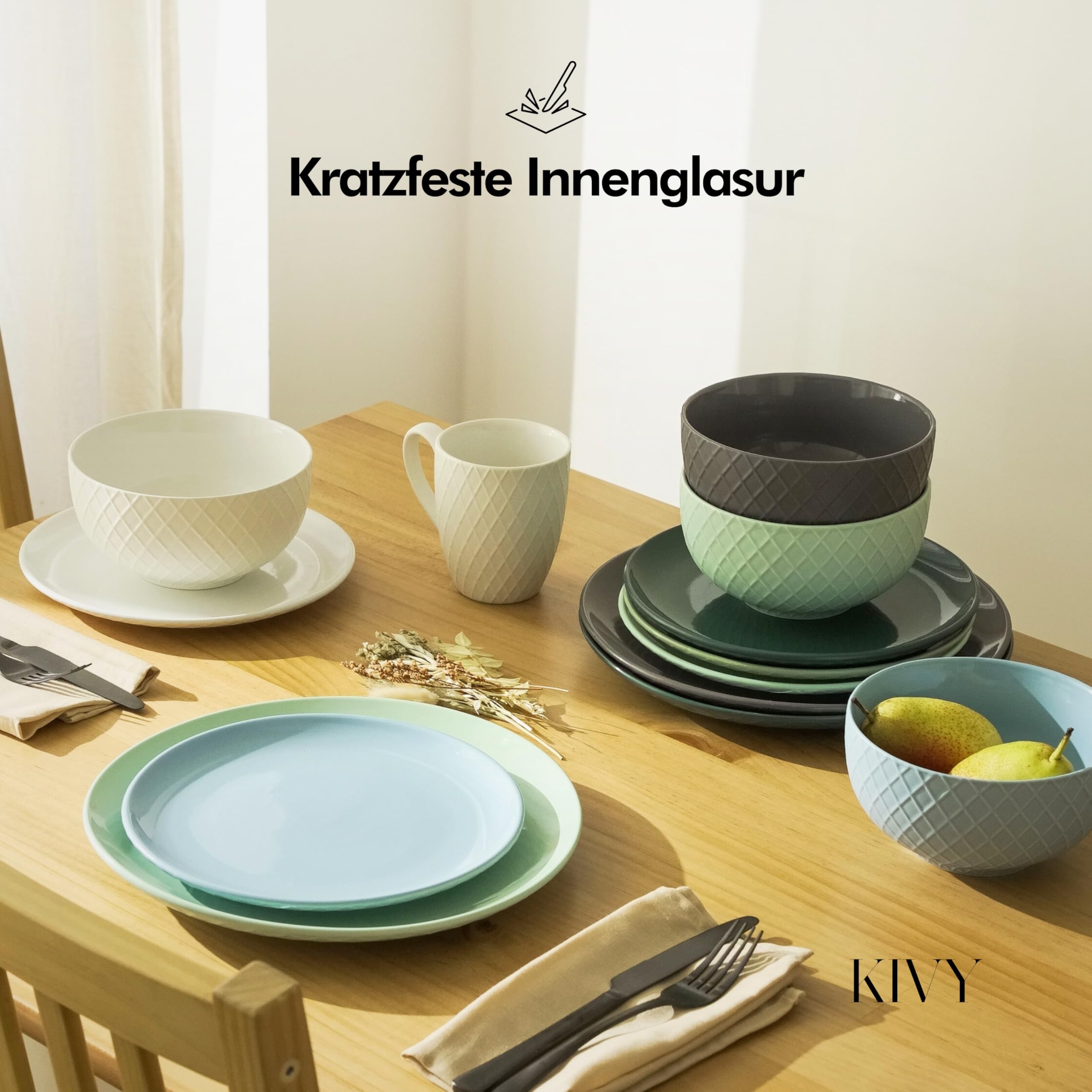 KIVY Tassen Set 6er x 400ml - Große Kaffeetassen Set 6er - Kaffeetasse groß - Teetassen Set - Kaffee Tassen Sets - Kaffeebecher Keramik Becher Bunt - Bechersets - Kaffeepott Modern - Kaffeehäferl