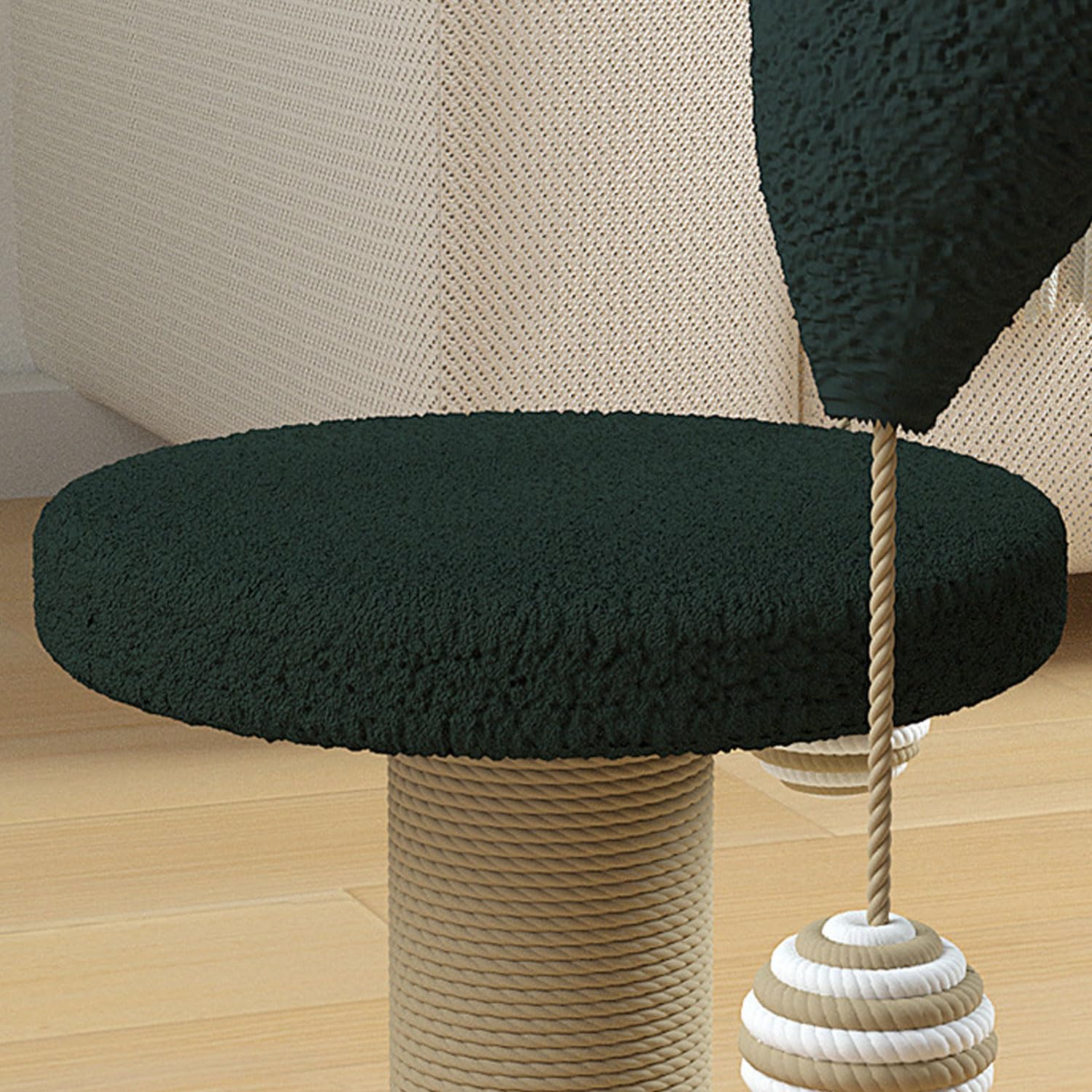 Giocattolo interattivo per gatti 6 in 1, in legno, con palline sospese, piume, girevole, Smart Track Ball, albero tiragraffi in sisal e iuta per gatti piccoli e medi