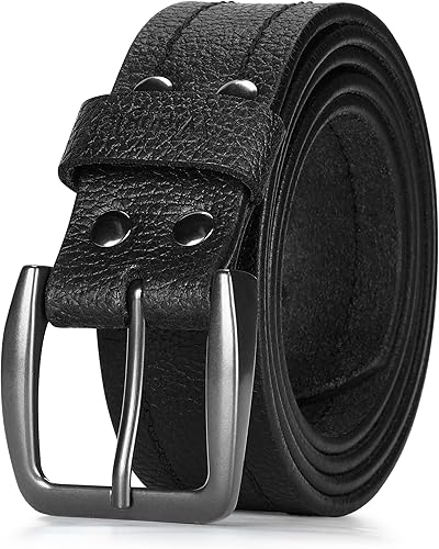 Wrangler Mens Leather Belt Embossed Logo Casual Every Day Belt for Jeans