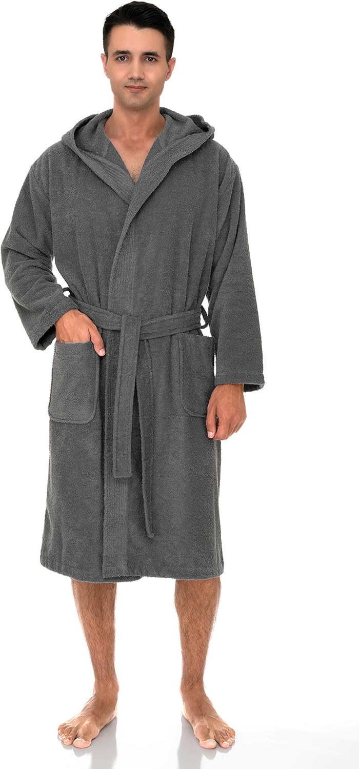 Bata con capucha para hombre, albornoz de tela de rizo de algodón premium, batas de baño suaves para hombre - Imagen 39 de 110