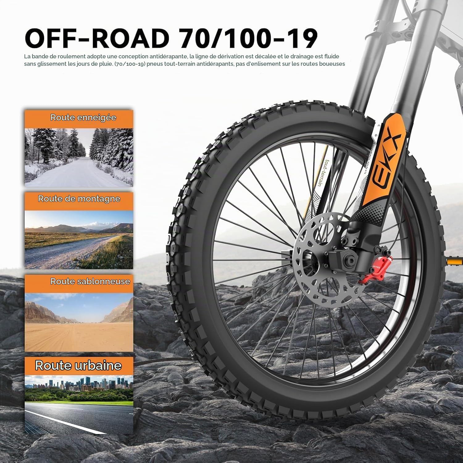 Générique EKX X21 Max Vélo Électrique Tout-Terrain pour Adultes, Moteur 48MPH, Batterie Lithium 60V 30AH, Freins Hydrauliques, Suspension Complète, Garde-Boue Avant de Dirt Bike