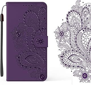 LLEMAXELERS Motorola Moto E6 Phone Case,Motorola Moto E6 Cover 3D Peacock Flower Embossed PU Leather Flip Notebook Wallet Case Magnetic Stand Card Slot Folio Case for Motorola Moto E6,YX Flower Purple