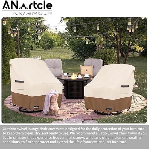 Miniatura 5 de ANartcle Paquete de 2 fundas para sillas giratorias para exteriores, impermeables, 600D, resistentes al agua (30 pulgadas de ancho x 34 pulgadas de