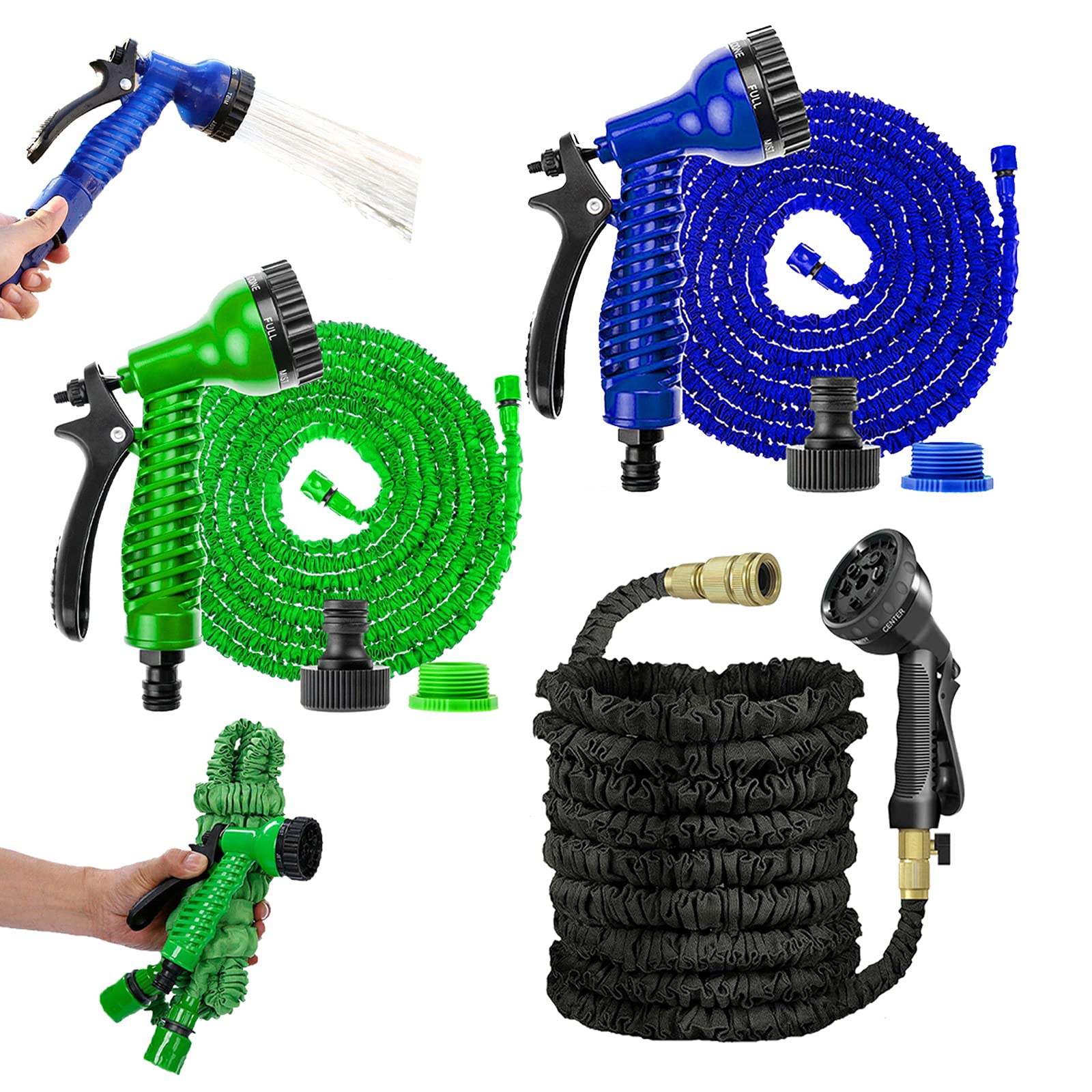 Garden Hose Pipe 75-200FT Expandable Garden Hose with 7 Spray Modes Spray Gun and Universal Connector Magic Hosepipe Flexible Leak-Proof Lightweight Easy to Carry Water Hose for Indoor and Outdoor