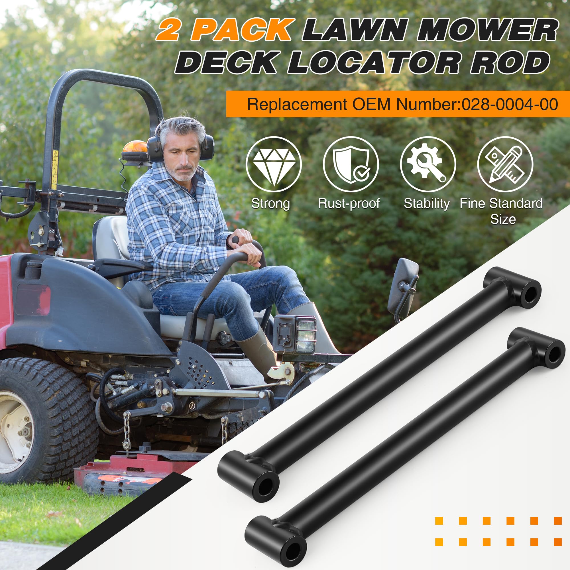 Dreyoo Confezione da 2 aste di ricambio per tosaerba, resistenti, 2,8 cm di spessore, compatibili con Bad Boy, ZT Elite, ZT Avenger, MZ Magnum Mower Deck Alignment