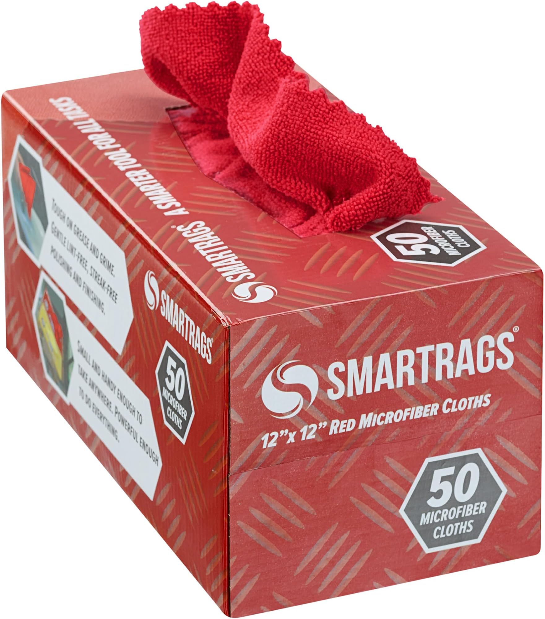 Arkwright Smart Rags Microfiber Cloths in a Box Pack of 50 (12 x 12 in, Red)