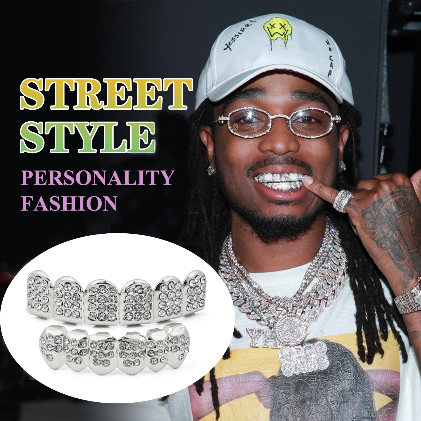 Qiwenr Hip Hop Teeth Grills, Rapper Braces, Bottom Grills, Hip Hop Custom Fit Polished Teeth Grillz - Image 4