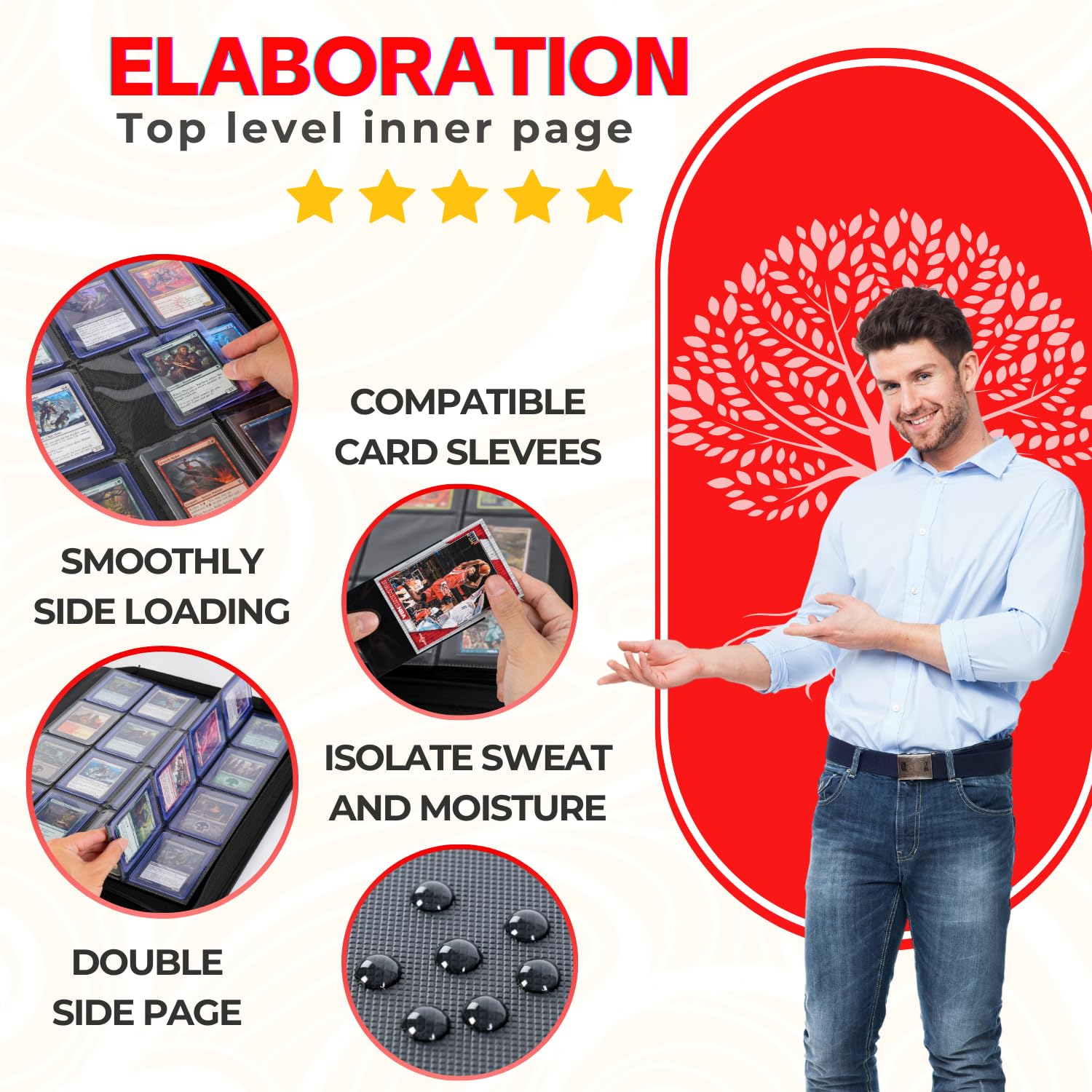 Carpeta de carga superior jumbo, con capacidad para más de 640 cargadores superiores para tarjetas, carpetas de carga superior de 16 bolsillos con fundas para tarjetas rígidas de 3 x 4
