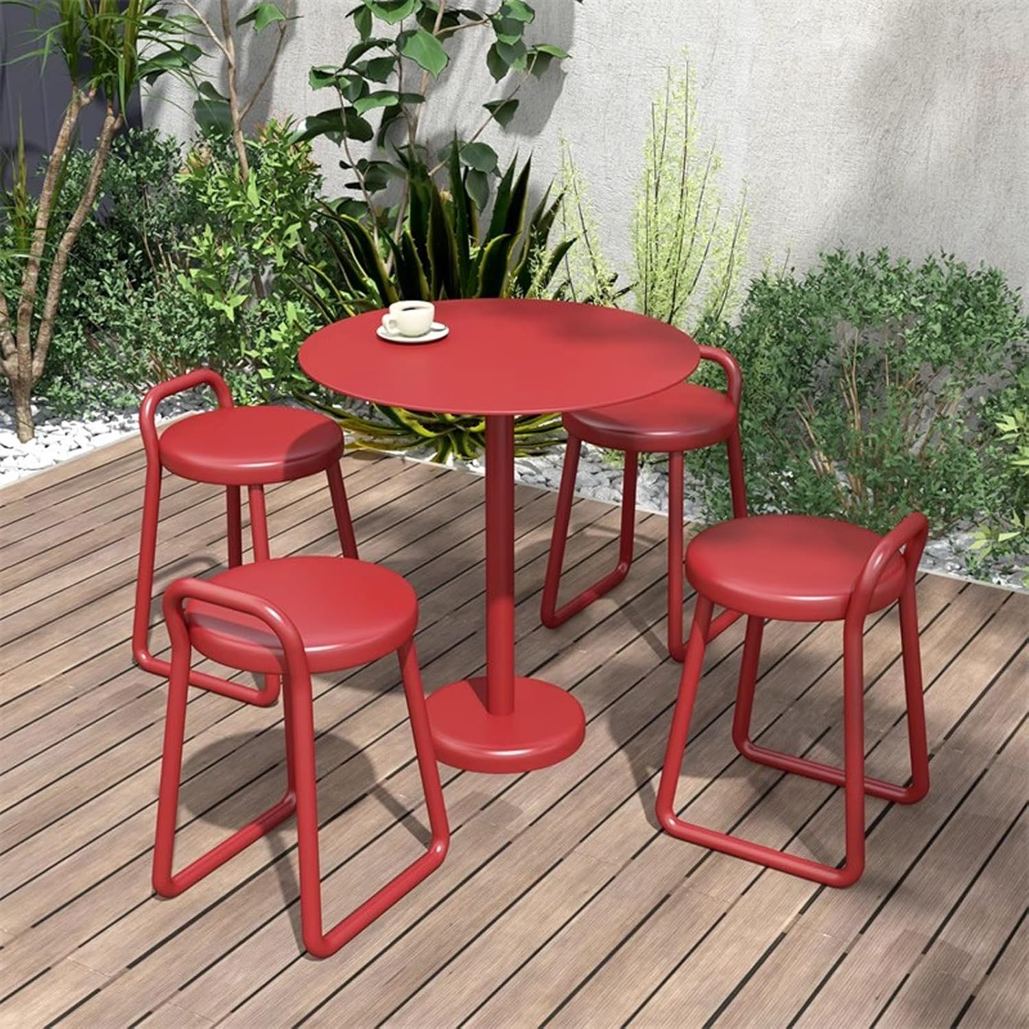 5 Pieces Outdoor Patio Round Dining Set for 4, Small Patio Table and Chairs Set, Morden Dining Furniture Set for Patio, Deck, Yard, Porch(Green,80cm/31in)