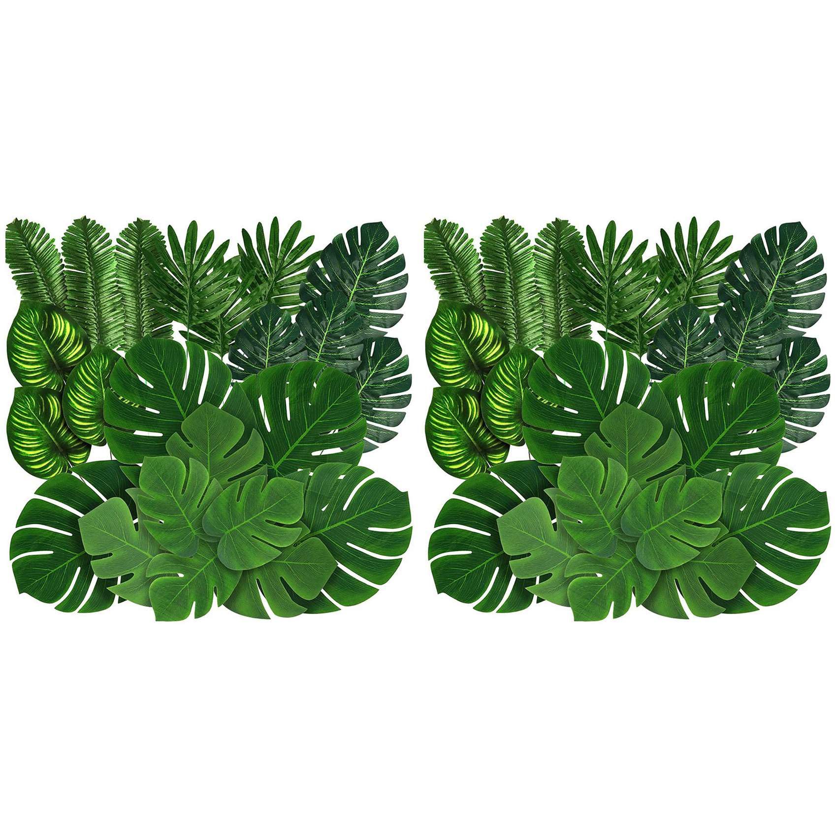 Vjsujehgy 176 Pieces Palm Jungle Leaves 8 Kinds Faux Tropical Monstera Leaves with Stems for Hawaiian Luau Party Beach Theme Party