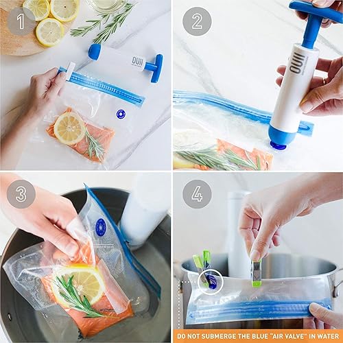Miniatura 3 de OUII Bolsas Sous Vide para cocinas Joule and Anova  15 bolsas reutilizables sin BPA Sous Vide con bomba de mano al vacío en varios tamaños  Bolsas