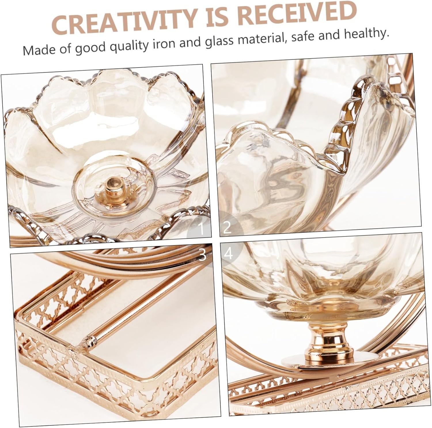 Luxshiny 1pc Decorative Glass Fruit Tray Nordic Style and Glass Fruit Bowl for Kitchen and Home Decor for Parties and Everyday Use