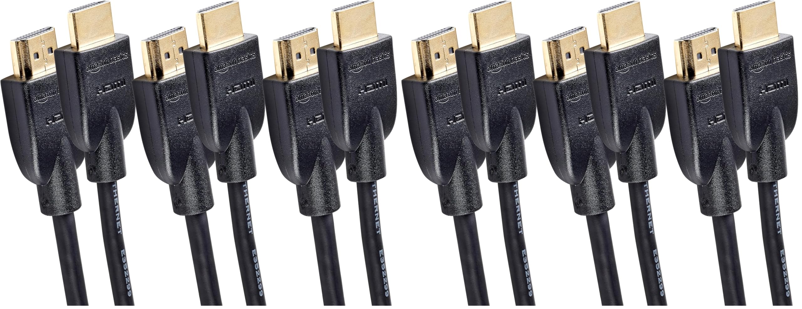 Amazon Basics HDMI Cable, 6-Pack, 6 ft, High-Speed 4K@60Hz HDMI 2.0 Cord, 18Gbps, 2160p, 48 bit, Compatible with TV/PS5/Xbox/Roku/Blu-ray, Ethernet Ready, Black