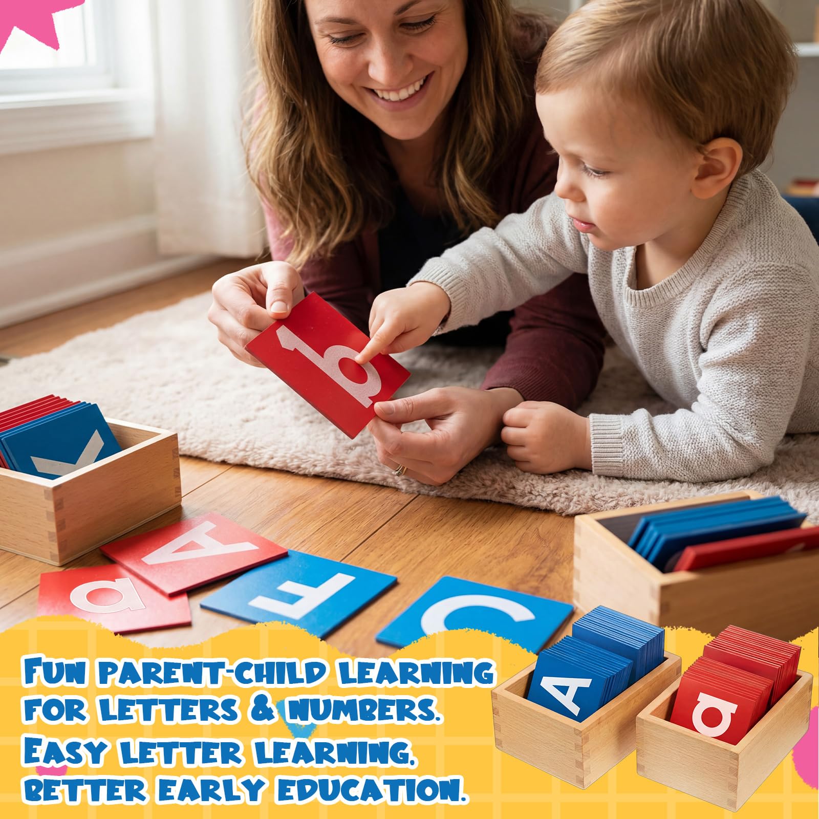 Henoyso 2 juegos de letras de papel de lija con cajas inferiores y mayúsculas, papel de lija sensorial, letras táctiles del alfabeto para aprender educación, regalo de Pascua (carta, brillante)