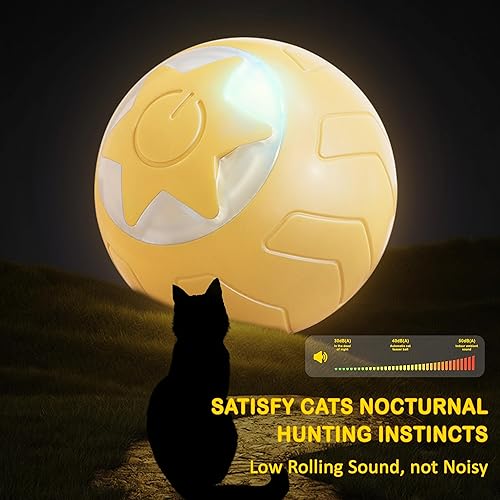 Miniatura 3 de ZALBYUY Pelota inteligente interactiva de juguetes para gatos con luces LED, juguetes para gatos de interior, bola rodante de rebote automática para