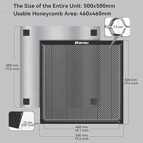 Miniatura 2 de Cama láser de panal de abeja de 19.685 in x 19.685 in, mesa de trabajo de panal de acero para la mayoría de grabadores láser, tamaño de corte de