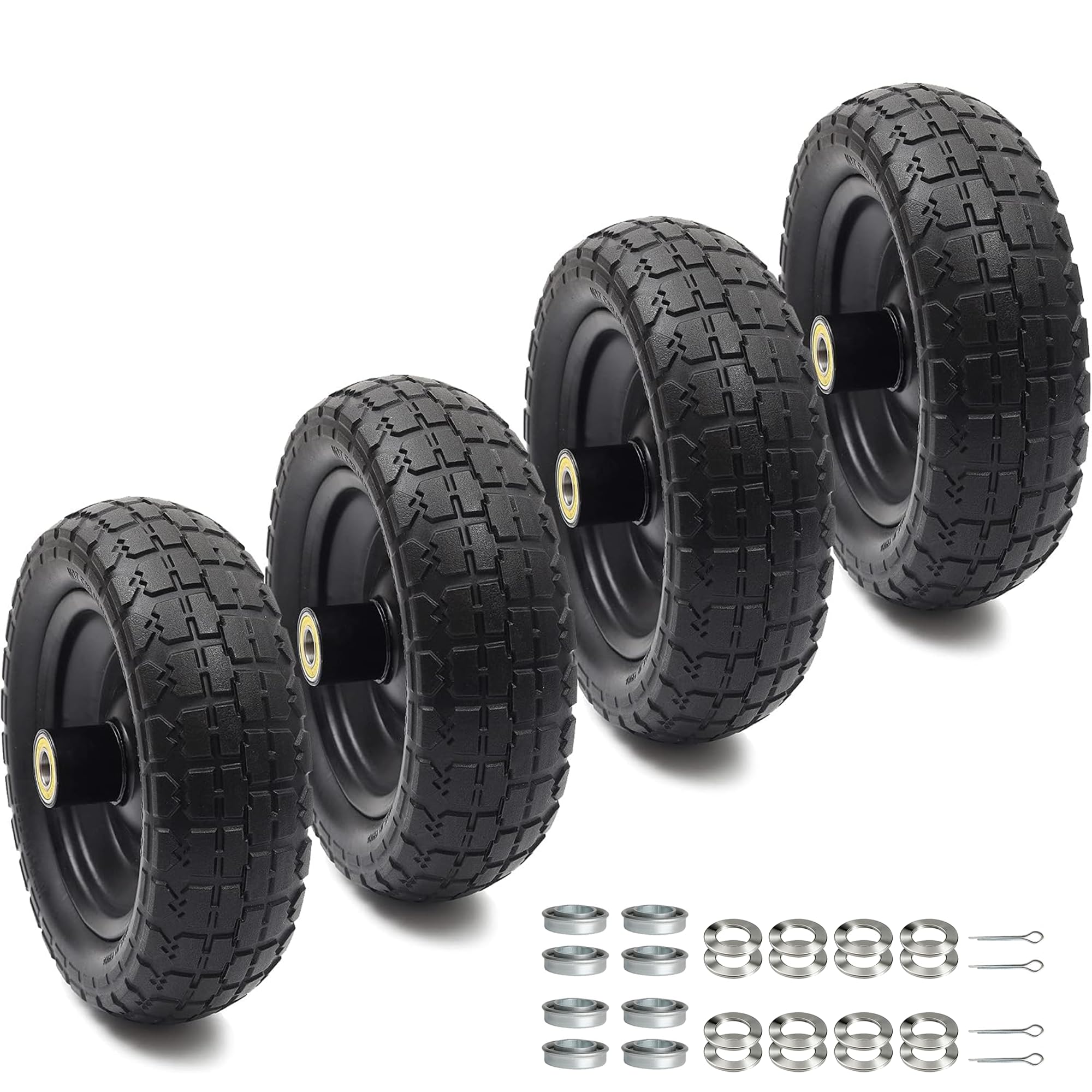 AR-PRO (2-Pack) 10" Flat Free Solid Tire and Wheel - with 5/8" Axle Bore Hole, 2.1" Offset Hub for 10 Inch Wheelbarrow Wheels - Compatible with Garden Cart,Trolleys,Hand Trucks and Yard Trailers — Amazon image 8