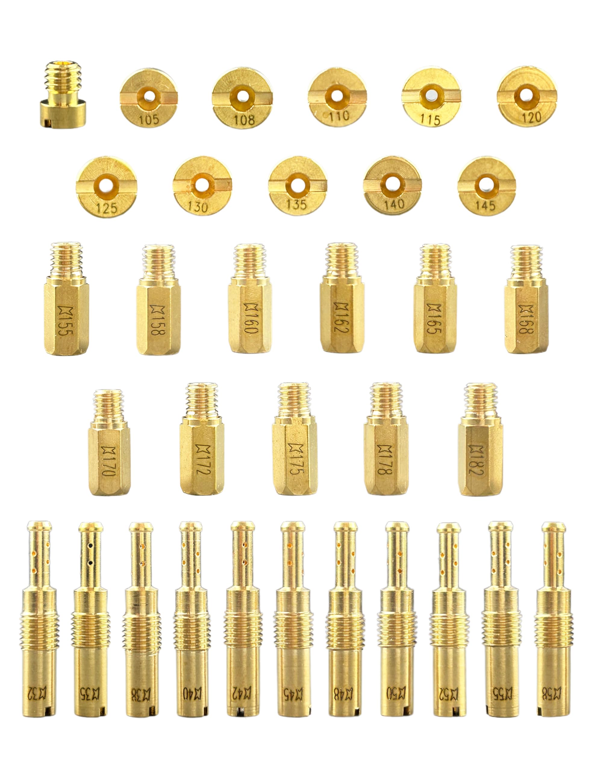 YAMAKATO 33pcs Carburetor Jet Kit w/ 11pcs Slow Pilot Jets and 22pcs Main Jets for Honda PWK Keihin OKO CVK KOSO PE PWM Yamaha Mikuni Carb Upgrade and Rebuild