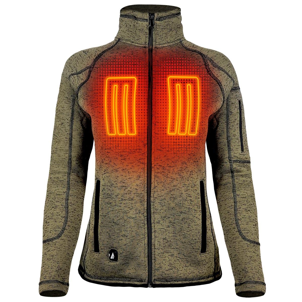 ActionHeat 5V Battery Heated Sweater Jacket for Women, Heated Clothing for Winter, Tri-Zone Heat, 150F up to 6hrs