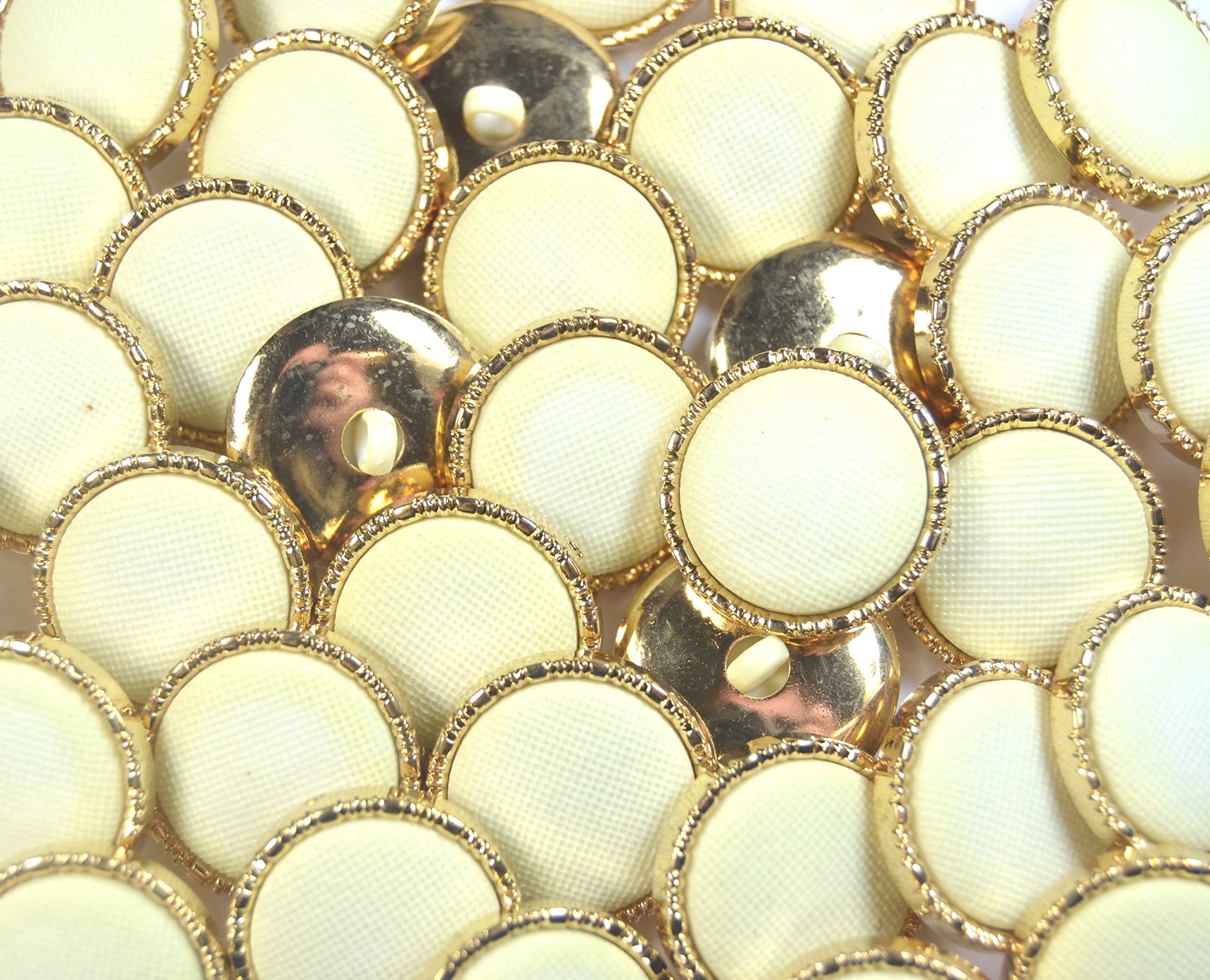celloexpress Mock Fabric Gold Imitation Cover Shank Buttons - Dressmaking & Sewing Crafts (Cream - 20mm, Pack of 50)
