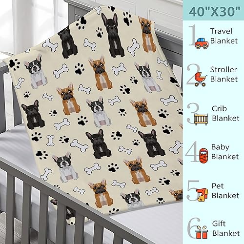 Miniatura 3 de Manta de bulldog francés, manta de franela de felpa ultrasuave, cálida y acogedora, decoración del hogar para sofá, cama durante todas las