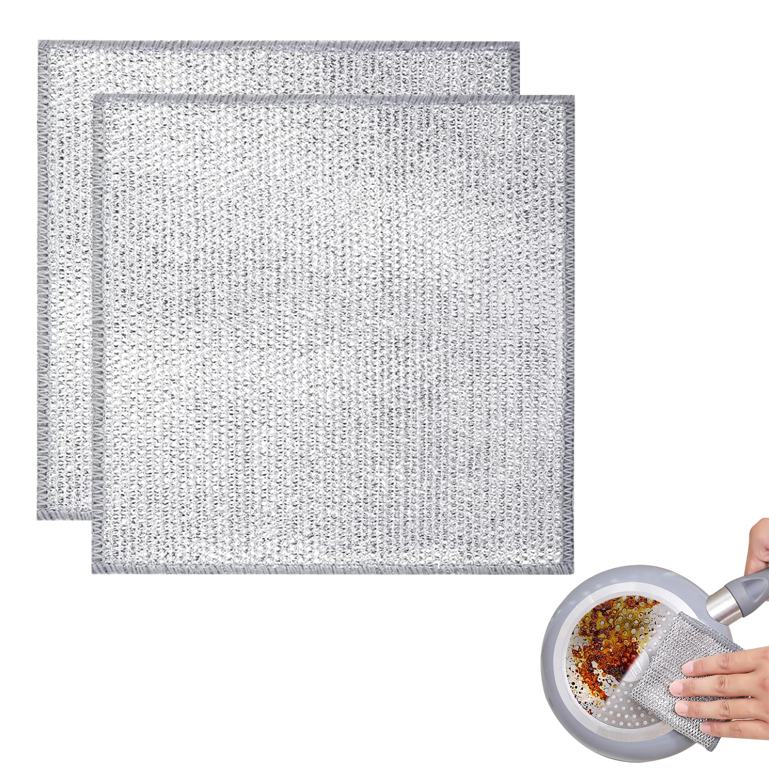 Wire Dishwashing Cloth Non Scratch Dish Scrubbing Cloth，Multipurpose Wire Dishwashing Rags for Wet and Dry Free Washable Duster for Home,Kitchen